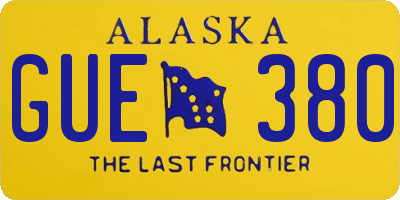 AK license plate GUE380