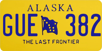 AK license plate GUE382