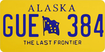 AK license plate GUE384