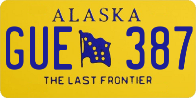 AK license plate GUE387