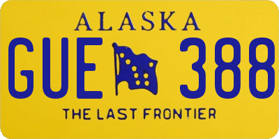 AK license plate GUE388