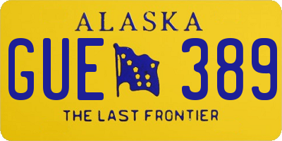 AK license plate GUE389