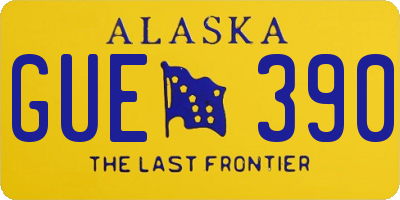 AK license plate GUE390