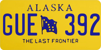 AK license plate GUE392