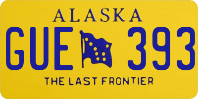 AK license plate GUE393