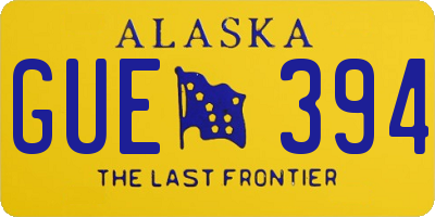 AK license plate GUE394