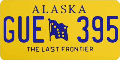 AK license plate GUE395