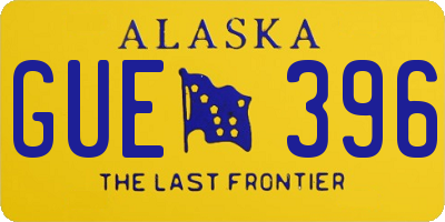 AK license plate GUE396