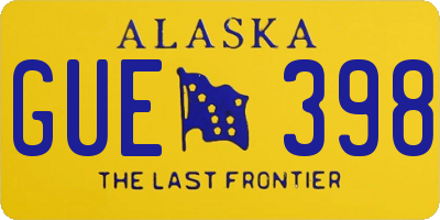 AK license plate GUE398