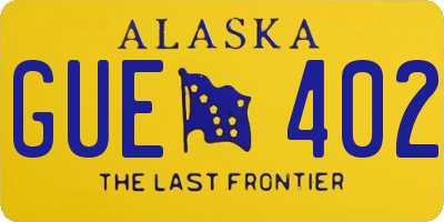 AK license plate GUE402