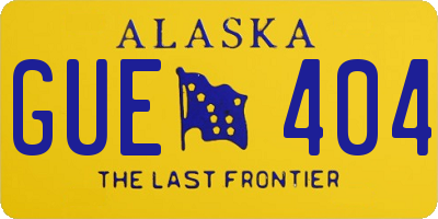 AK license plate GUE404