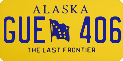 AK license plate GUE406