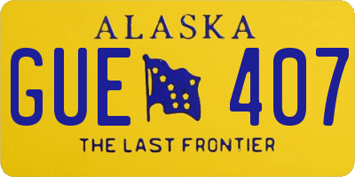 AK license plate GUE407