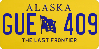 AK license plate GUE409