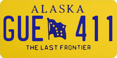 AK license plate GUE411