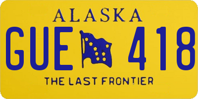 AK license plate GUE418