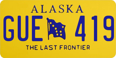 AK license plate GUE419