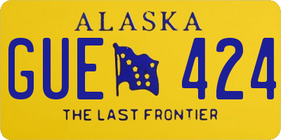 AK license plate GUE424