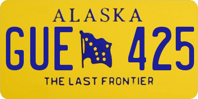 AK license plate GUE425