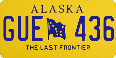 AK license plate GUE436