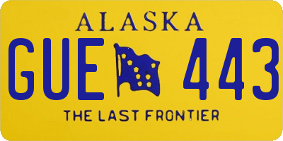 AK license plate GUE443