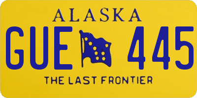 AK license plate GUE445