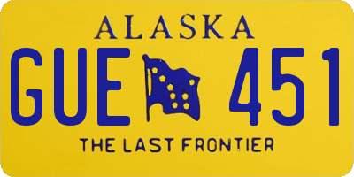 AK license plate GUE451