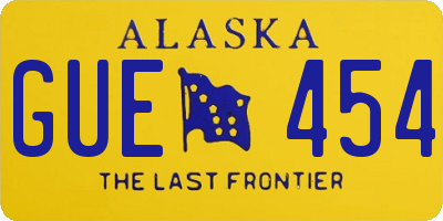 AK license plate GUE454