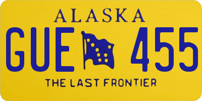 AK license plate GUE455