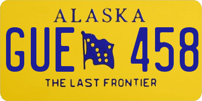 AK license plate GUE458