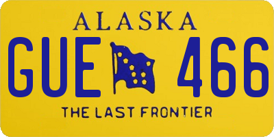 AK license plate GUE466