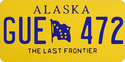 AK license plate GUE472