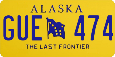 AK license plate GUE474