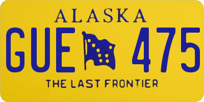 AK license plate GUE475