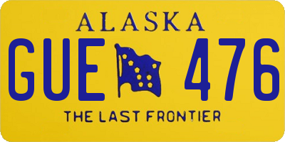 AK license plate GUE476