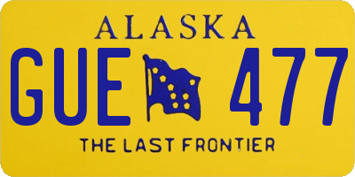 AK license plate GUE477