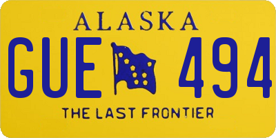 AK license plate GUE494