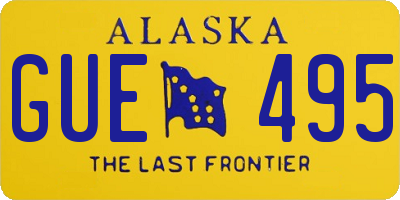 AK license plate GUE495