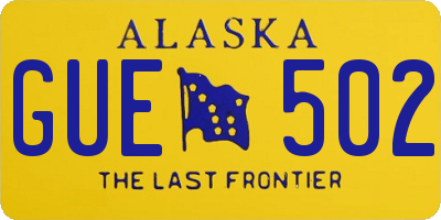 AK license plate GUE502
