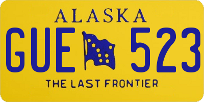 AK license plate GUE523