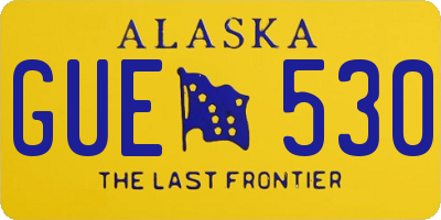 AK license plate GUE530