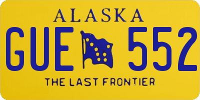 AK license plate GUE552