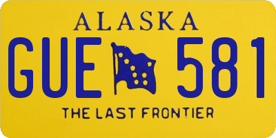 AK license plate GUE581