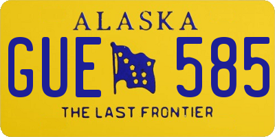AK license plate GUE585