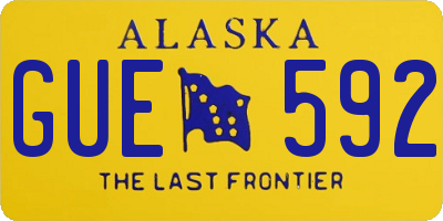 AK license plate GUE592