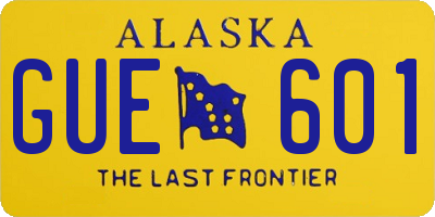 AK license plate GUE601