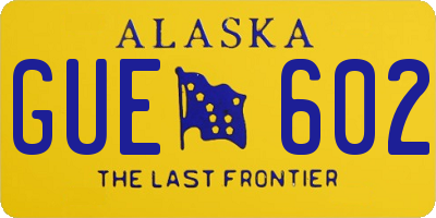 AK license plate GUE602