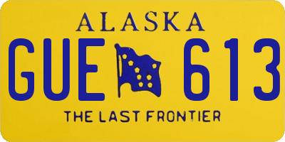 AK license plate GUE613