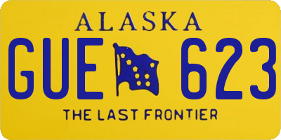 AK license plate GUE623