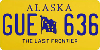 AK license plate GUE636